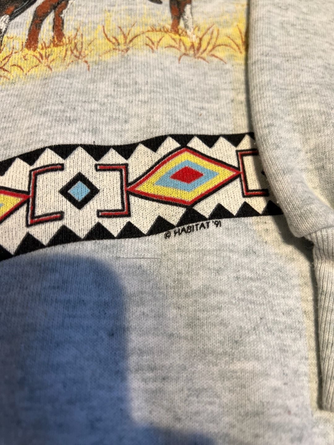 Vintage 1991 Habitat Monument Valley Utah Native American Eagle Graphic Sweatshirt 4