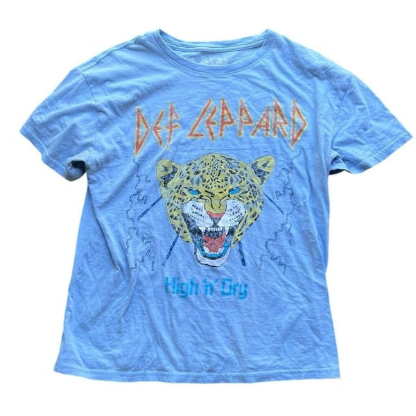 Def Leppard High 'n' Dry Blue Graphic Band T-Shirt Size Medium