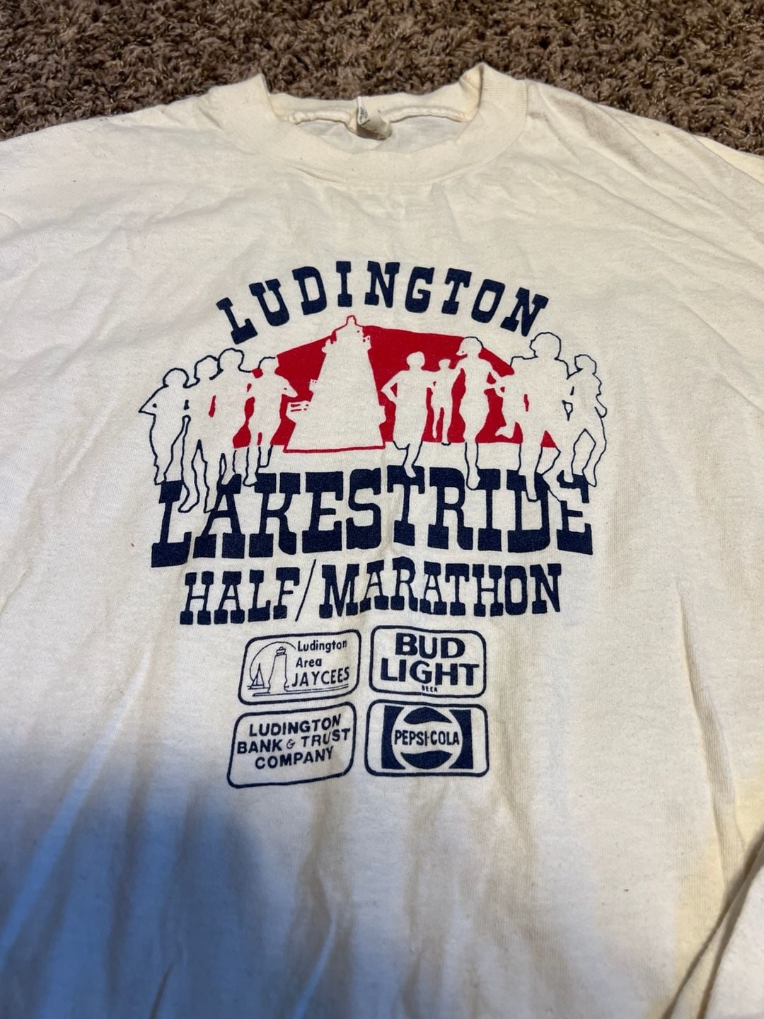 Vintage 90s Ludington Lakestride Half Marathon Pepsi Bud Light Long Sleeve T-Shirt XL 3