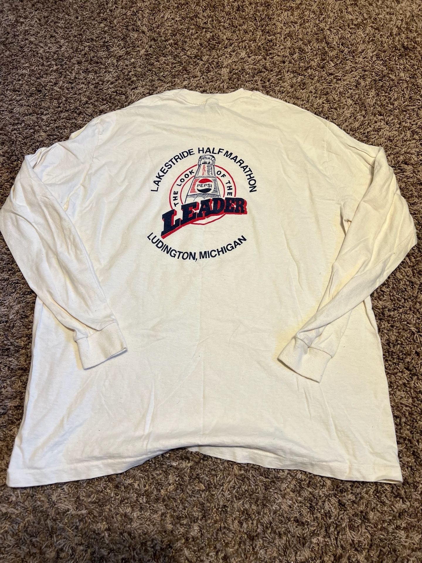 Vintage 90s Ludington Lakestride Half Marathon Pepsi Bud Light Long Sleeve T-Shirt XL 5