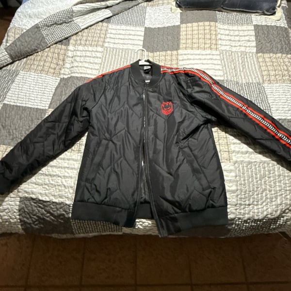 Spitfire Bighead Quilted Bomber Jacket Black and Red