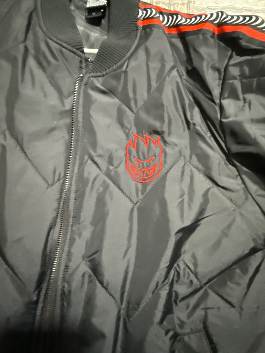 Spitfire Bighead Quilted Bomber Jacket Black and Red 3