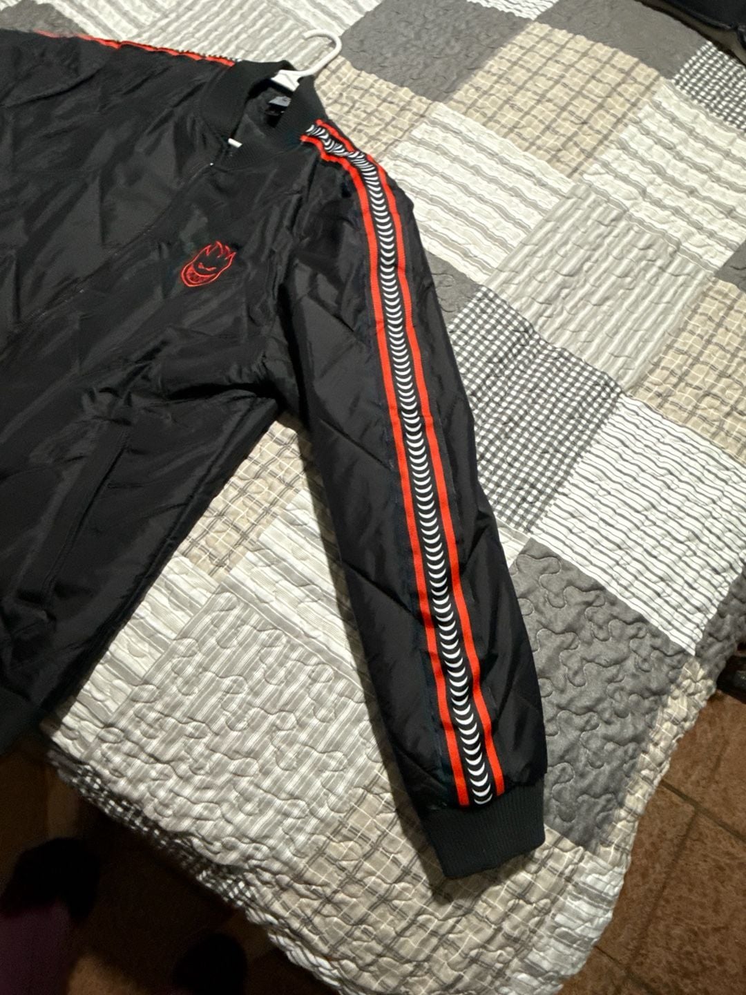 Spitfire Bighead Quilted Bomber Jacket Black and Red 4