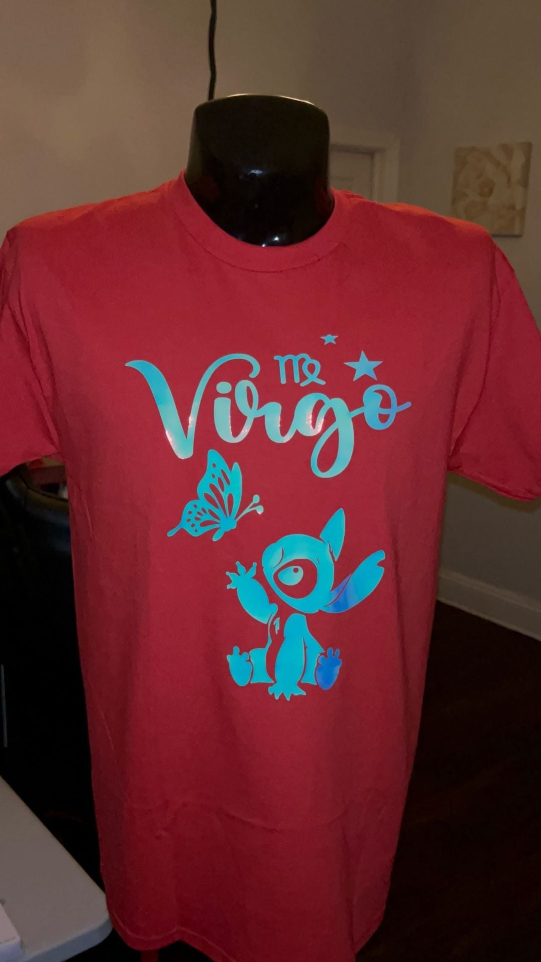 Disney Lilo & Stitch Virgo Zodiac Graphic T-Shirt Red 1