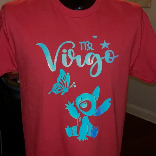 Disney Lilo & Stitch Virgo Zodiac Graphic T-Shirt Red
