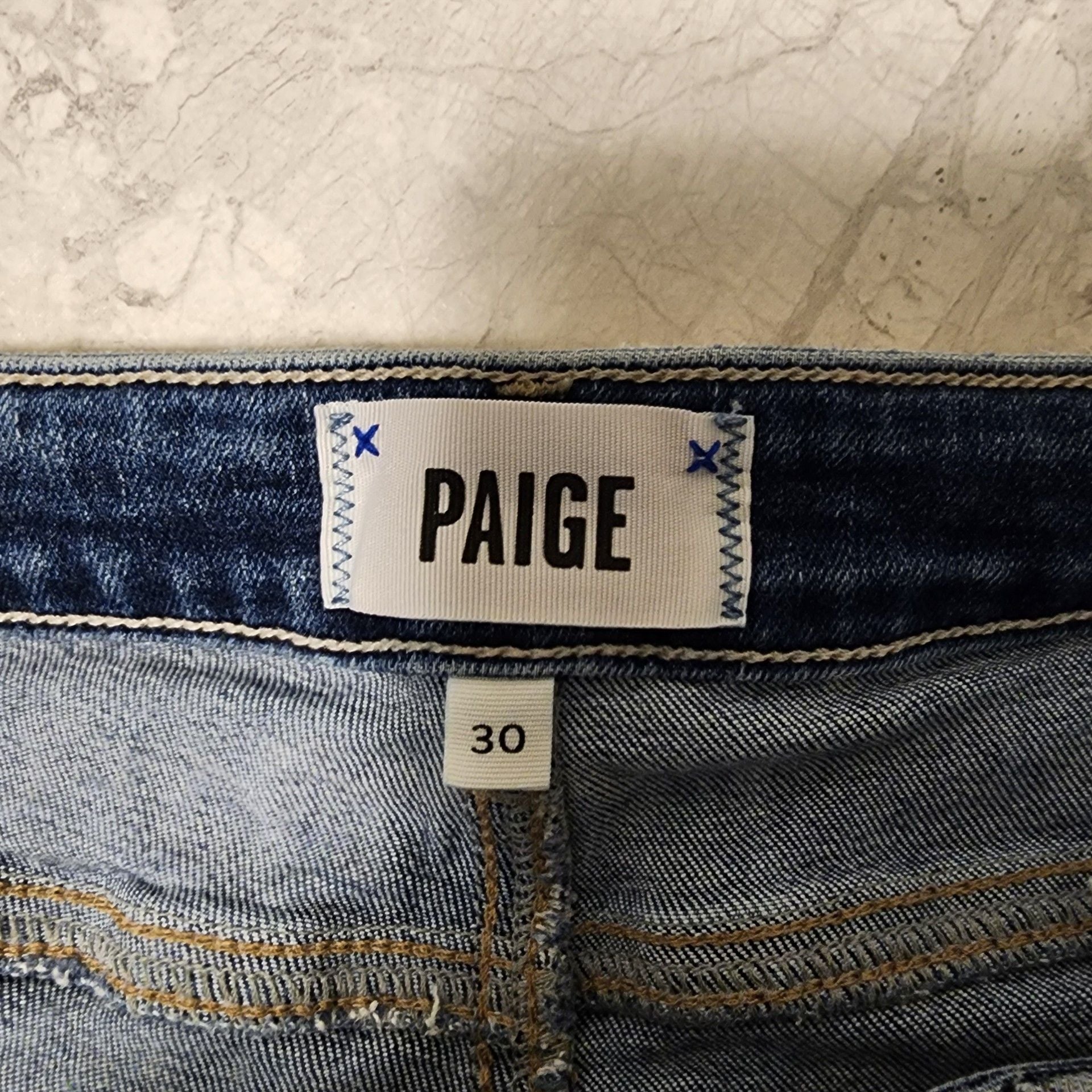 PAIGE Brigitte High Rise Slim Boyfriend Distressed Denim Jeans Size 30 5