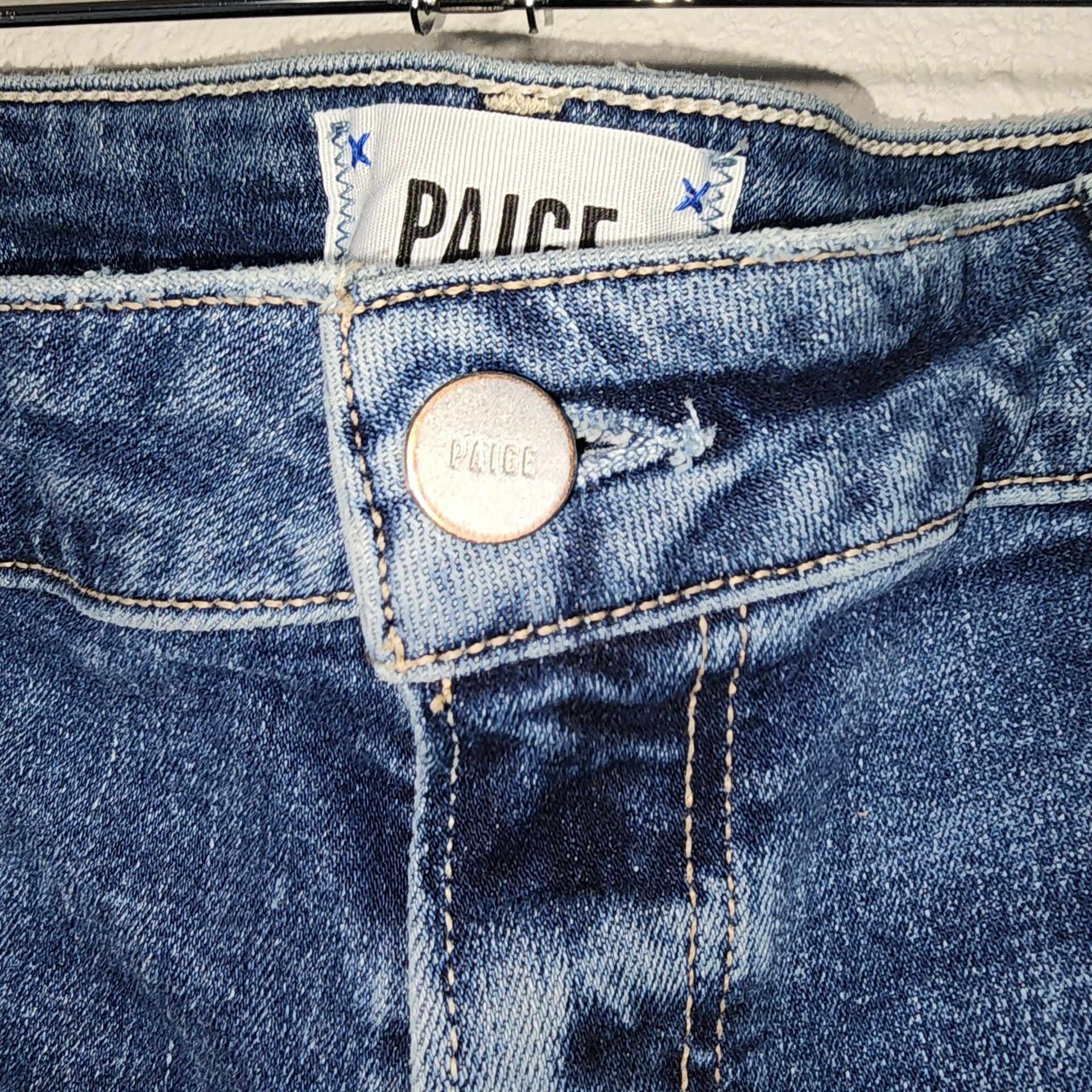 PAIGE Brigitte High Rise Slim Boyfriend Distressed Denim Jeans Size 30 12