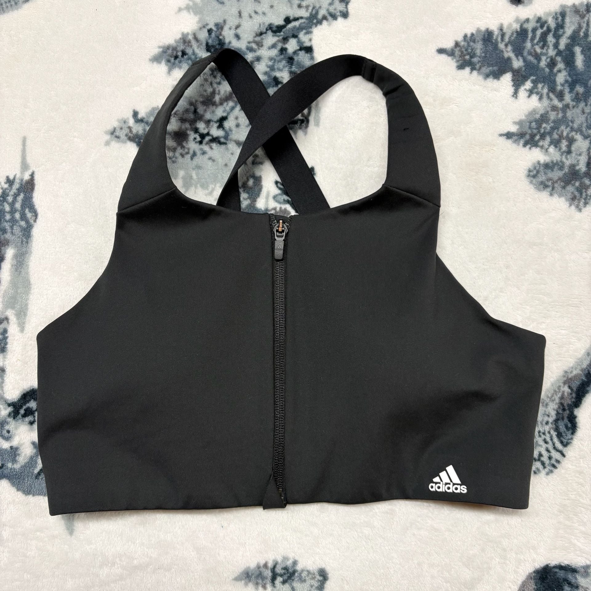 adidas Women's Black Ultimate High-Support Front-Zip Sports Bra, Size 34B 1