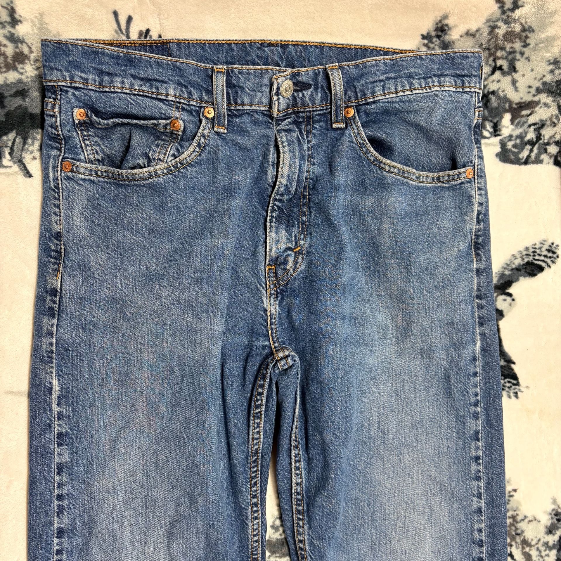 Levi's 505 Regular Fit Straight Leg Jeans Blue Denim W34 L32 1