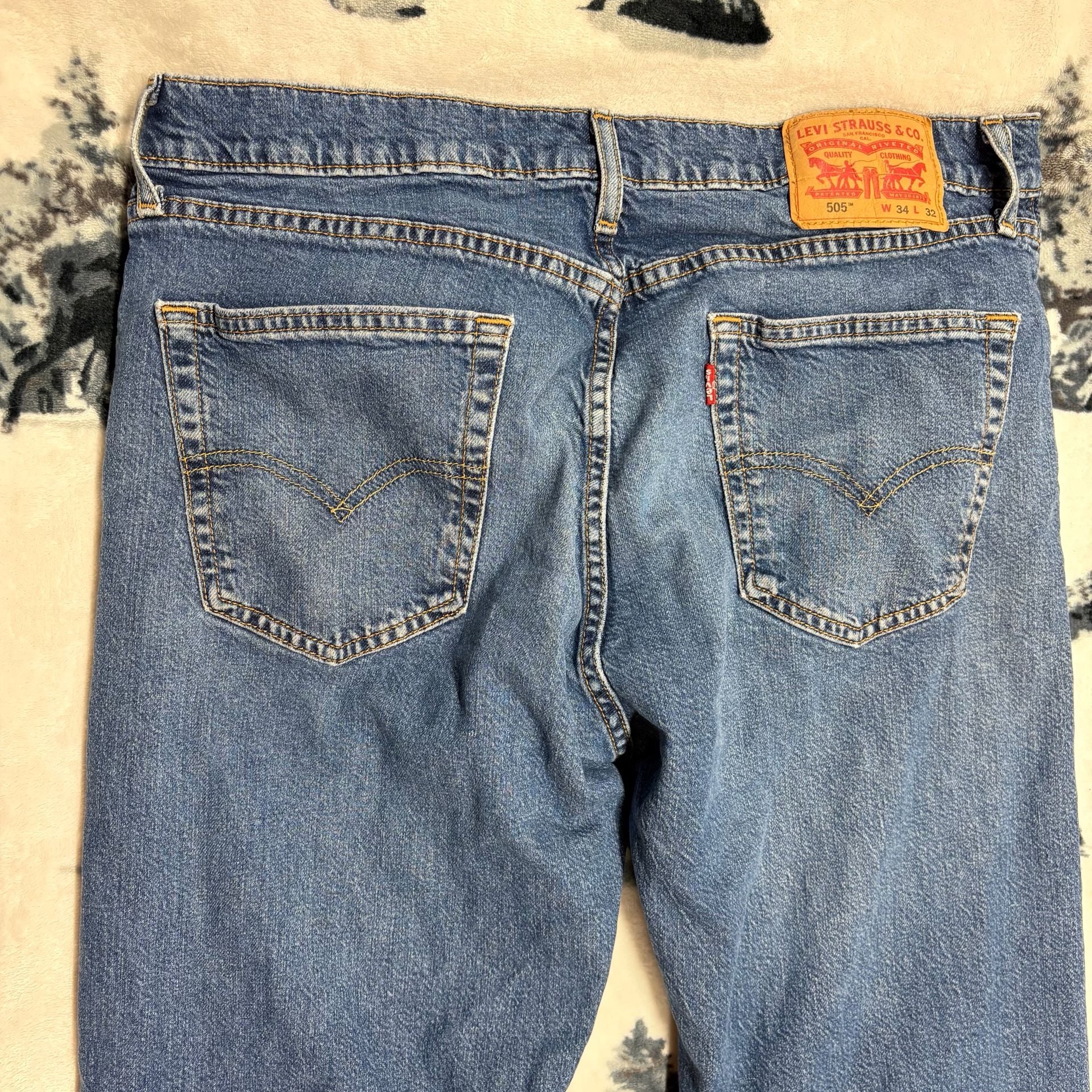 Levi's 505 Regular Fit Straight Leg Jeans Blue Denim W34 L32 2
