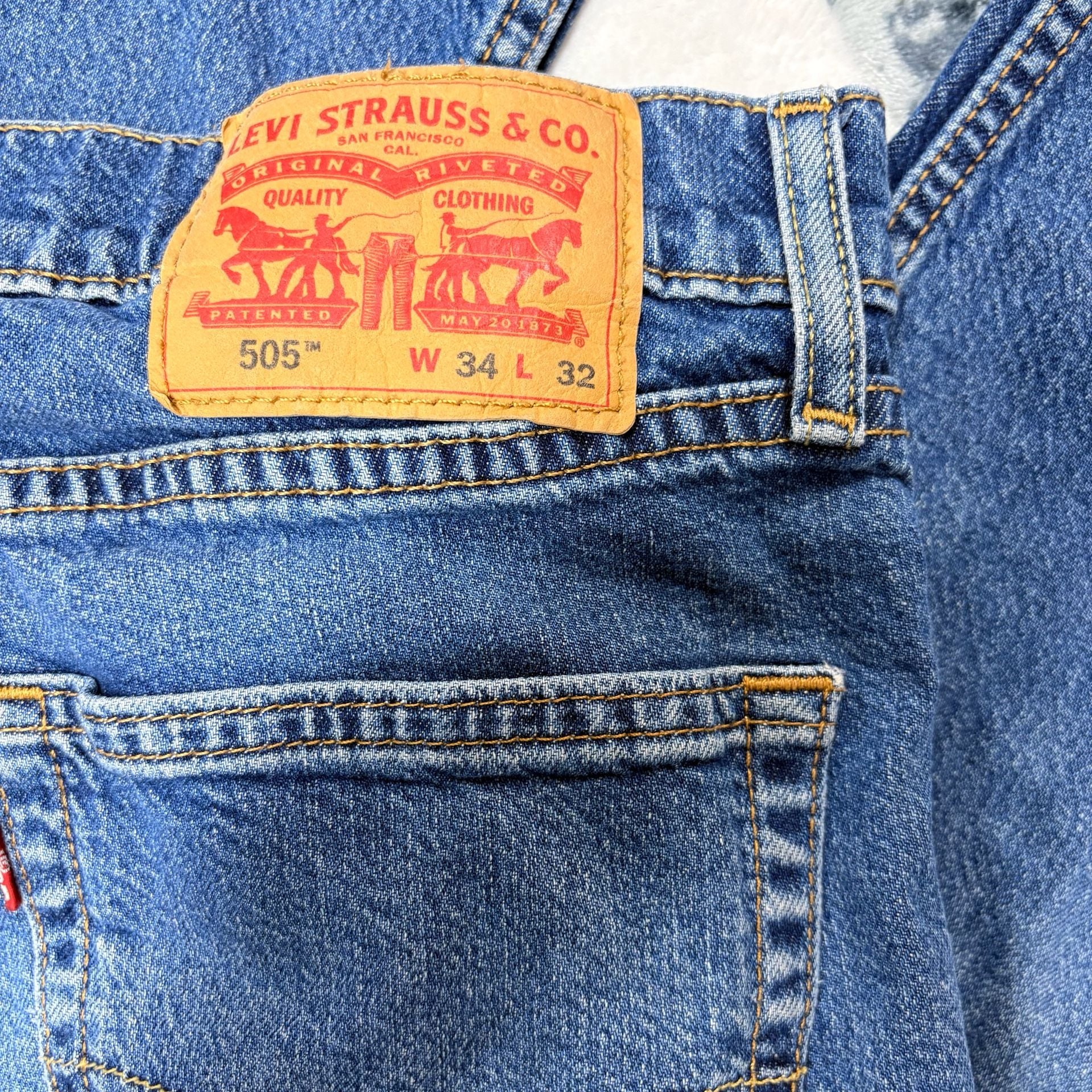 Levi's 505 Regular Fit Straight Leg Jeans Blue Denim W34 L32 3