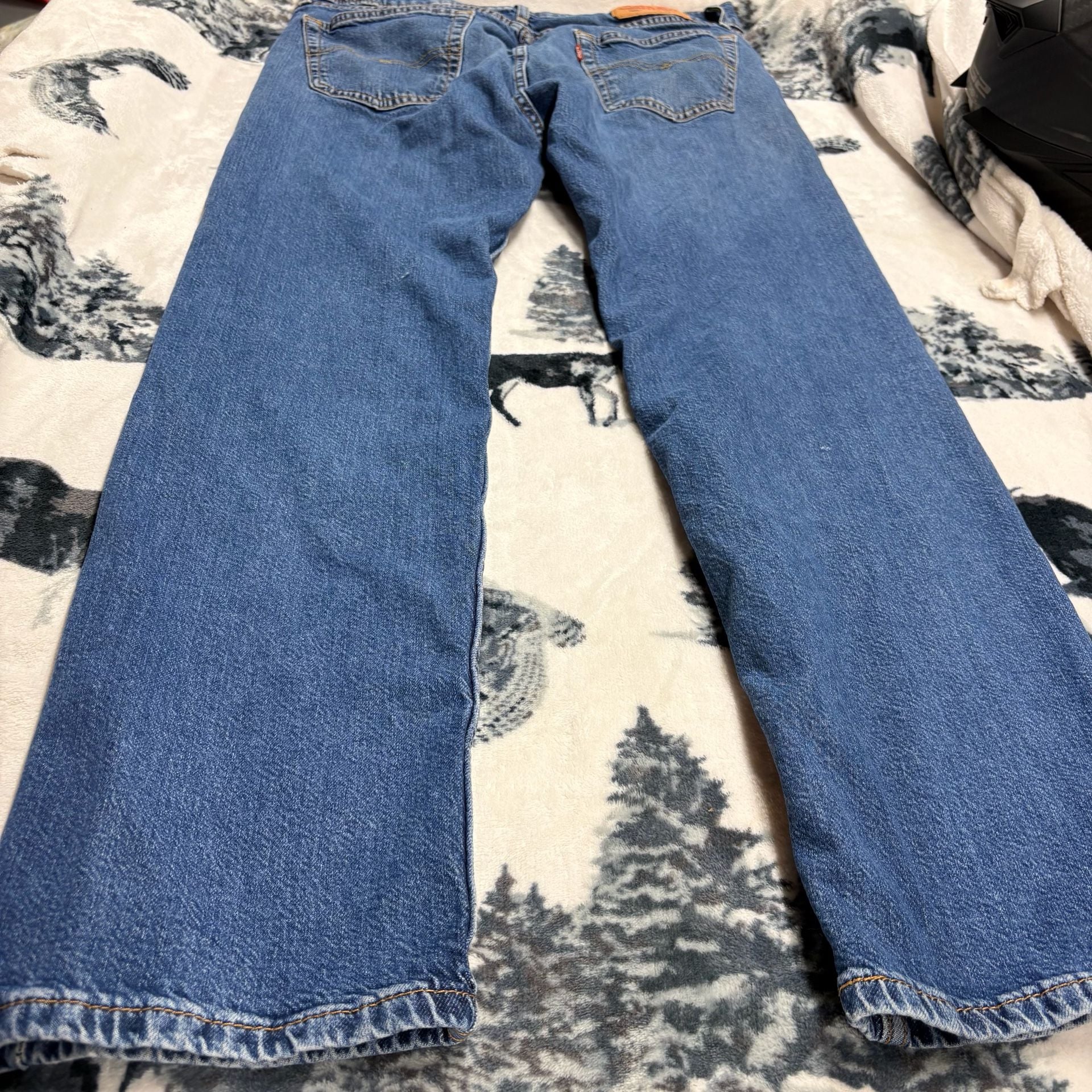 Levi's 505 Regular Fit Straight Leg Jeans Blue Denim W34 L32 7