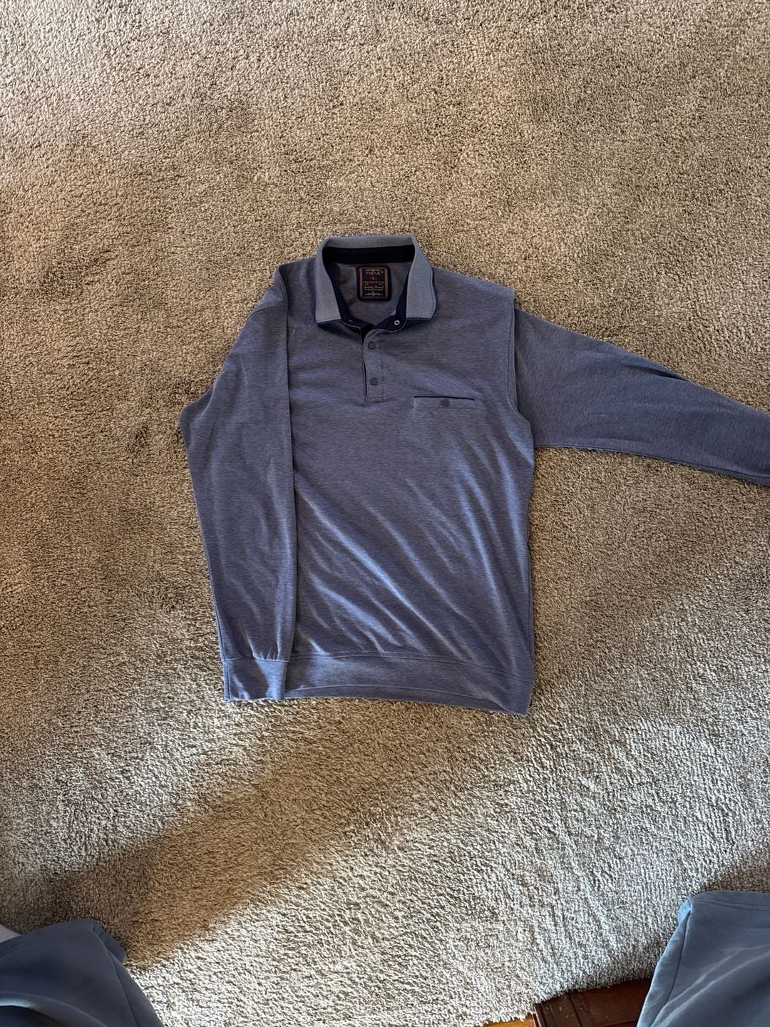 FIBAK First Collection Long Sleeve Polo Shirt with Chest Pocket - Blue Heather 2