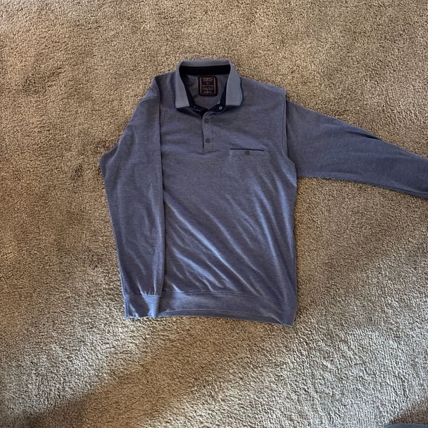 FIBAK First Collection Long Sleeve Polo Shirt with Chest Pocket - Blue Heather