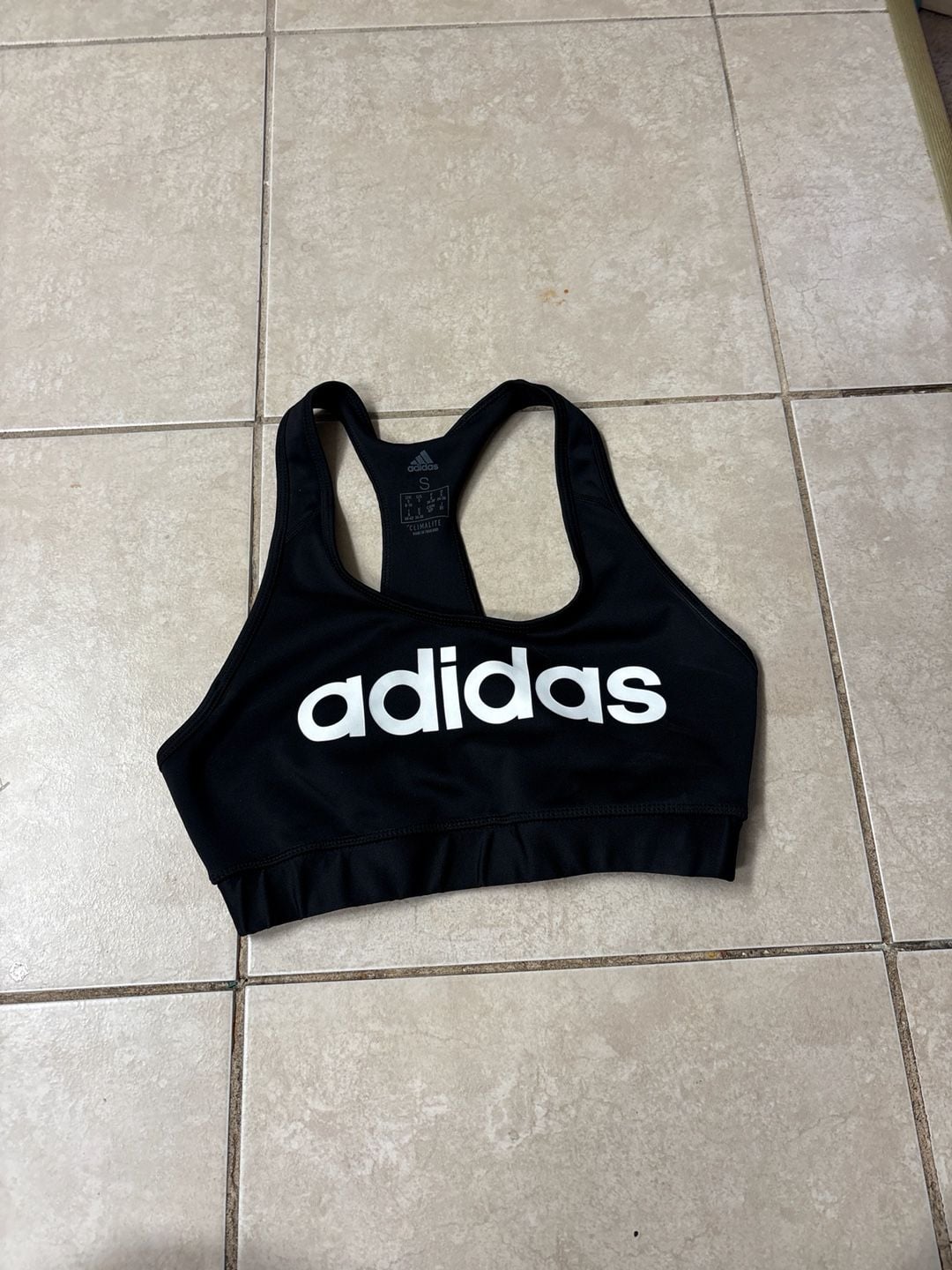 Adidas Women's Climalite Racerback Logo Sports Bra - Black/White 2