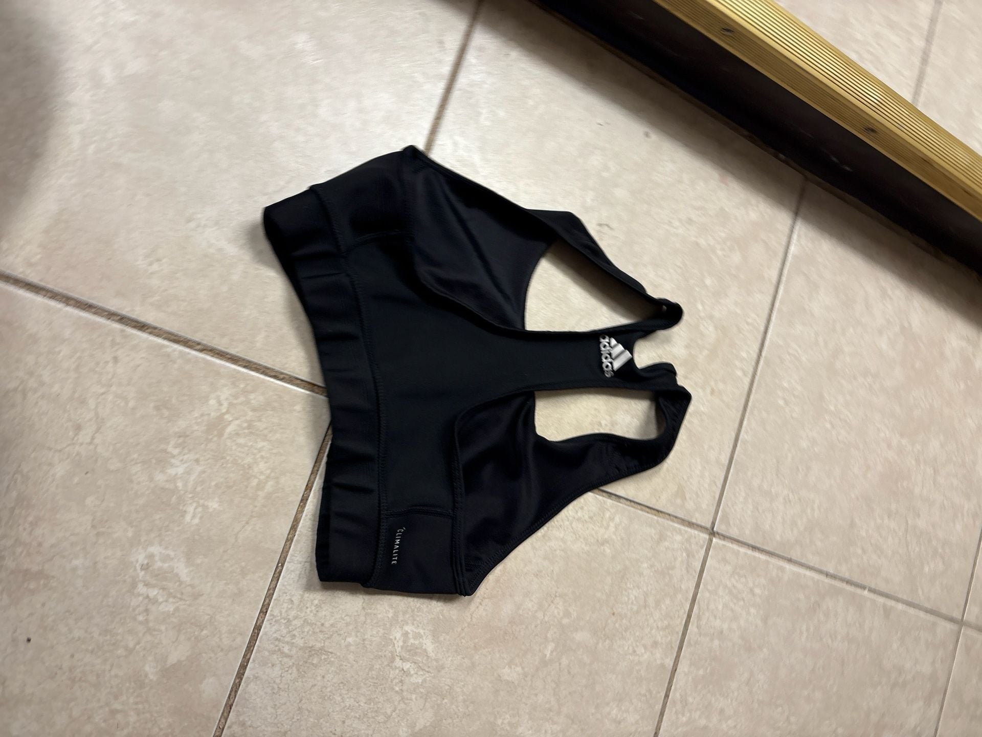 Adidas Women's Climalite Racerback Logo Sports Bra - Black/White 3