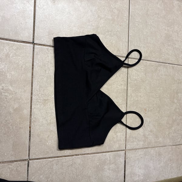 Cider Black Ribbed V-Neck Bralette Top