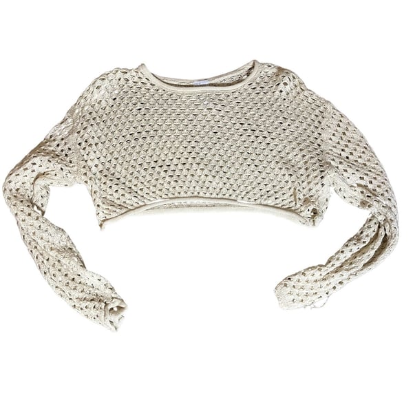 West of Melrose Beige Open-Knit Cropped Sweater