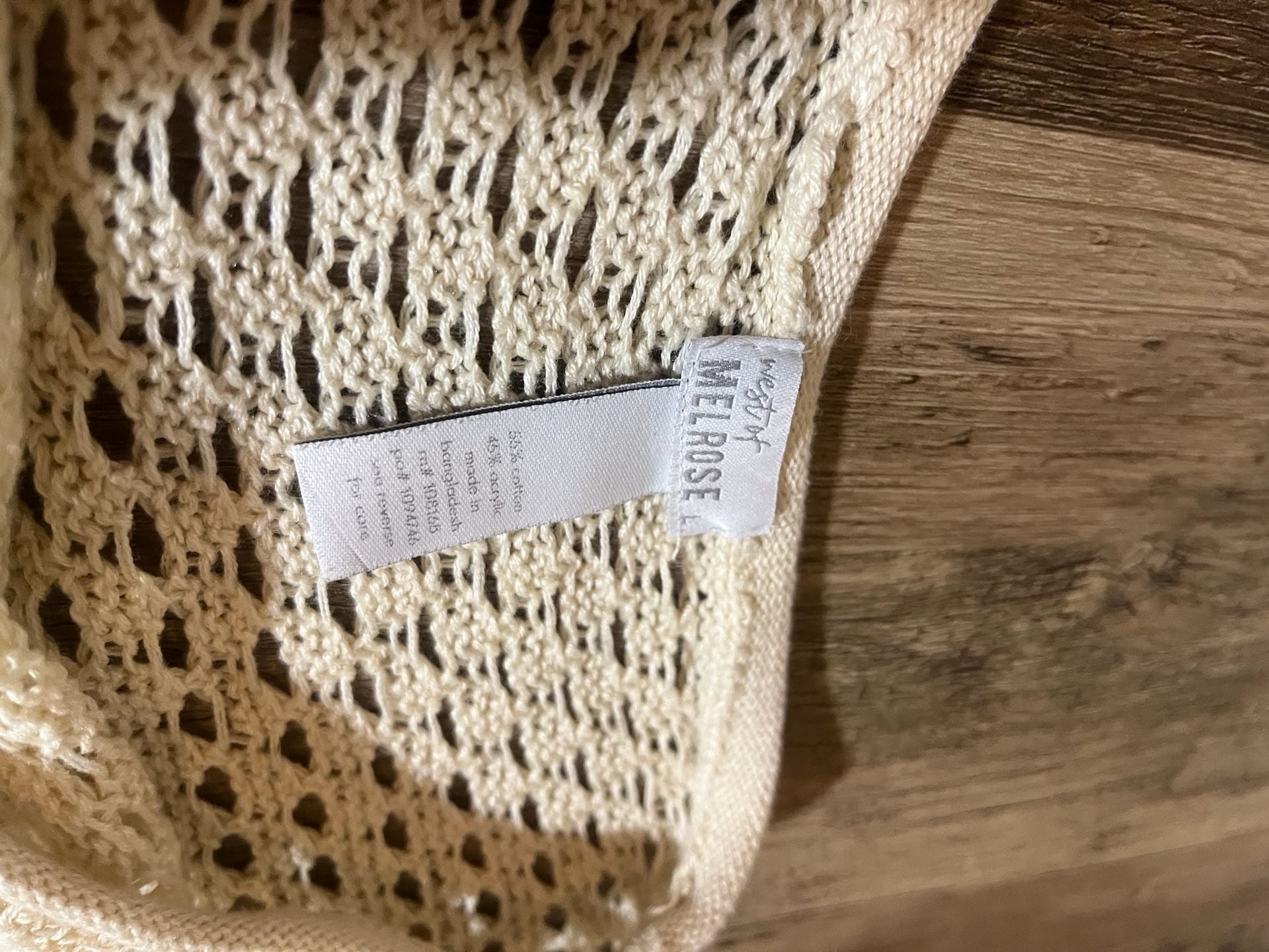 West of Melrose Beige Open-Knit Cropped Sweater 3