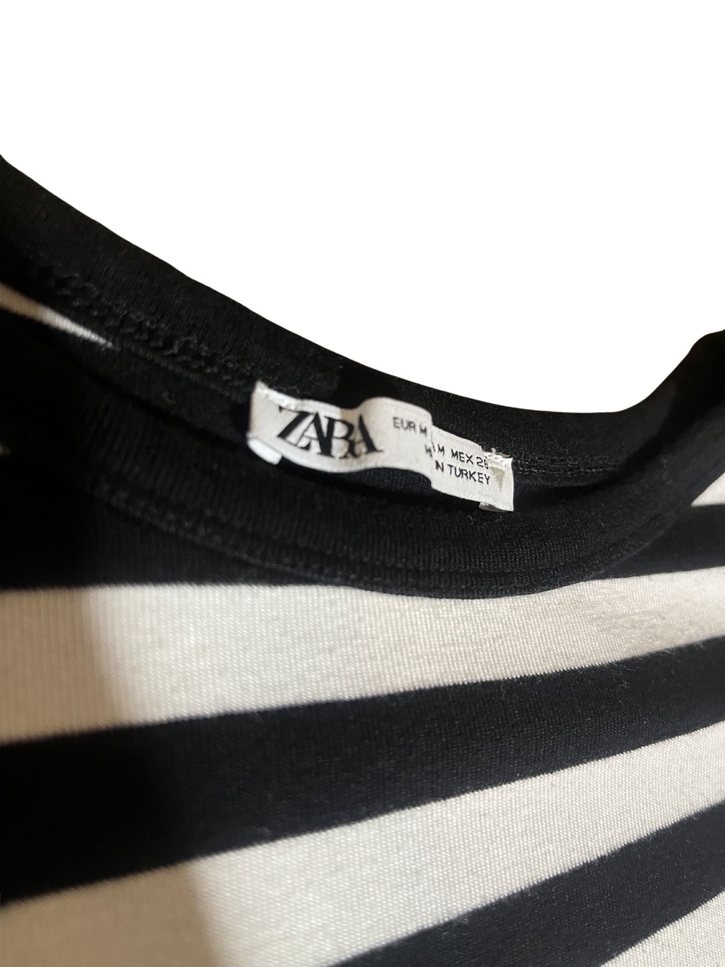 Zara Striped Short Sleeve Soft Crop Top Black and White 3
