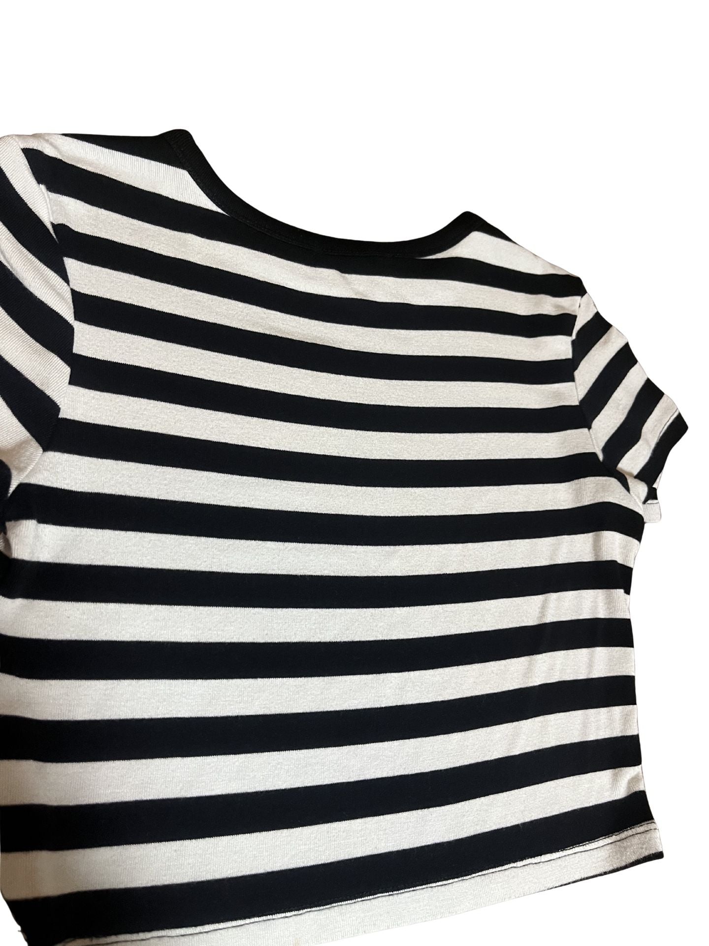 Zara Striped Short Sleeve Soft Crop Top Black and White 4