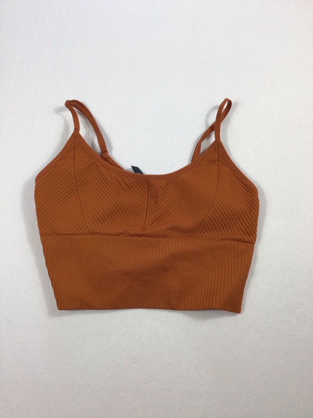 PINK Active Seamless Lightly Lined Ribbed Sports Bra - Burnt Orange Size S 1