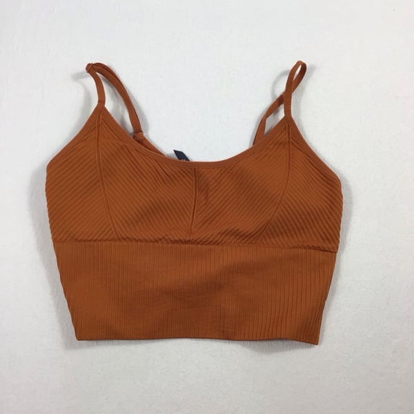 PINK Active Seamless Lightly Lined Ribbed Sports Bra - Burnt Orange Size S