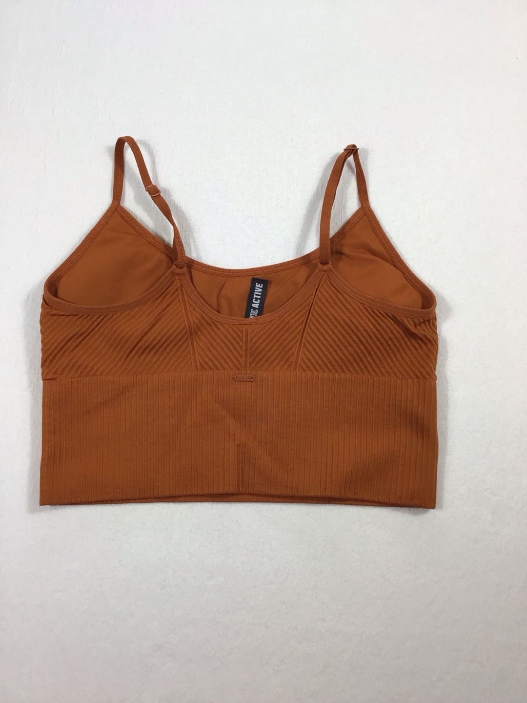 PINK Active Seamless Lightly Lined Ribbed Sports Bra - Burnt Orange Size S 2