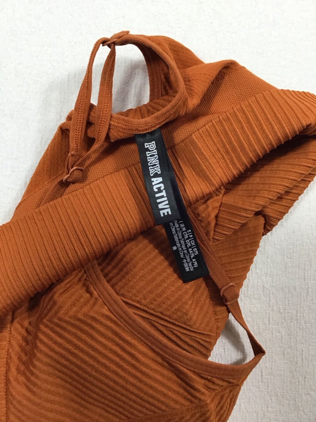 PINK Active Seamless Lightly Lined Ribbed Sports Bra - Burnt Orange Size S 4