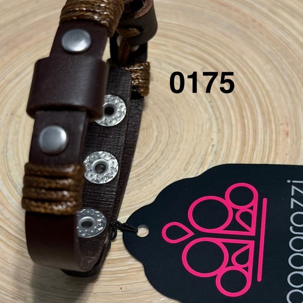 Paparazzi Road Burner Brown Leather Studded Snap Wrap Bracelet