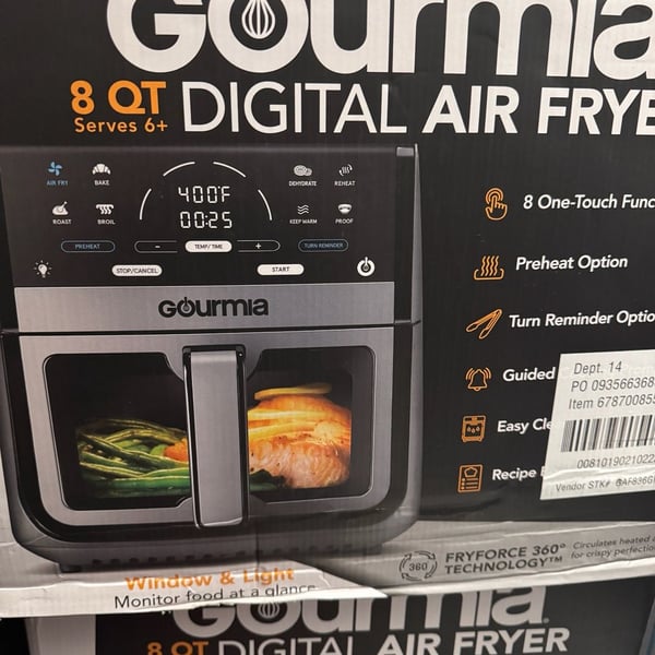 Gourmia 8-Quart Digital Air Fryer with FryForce 360 Technology and Easy View Window