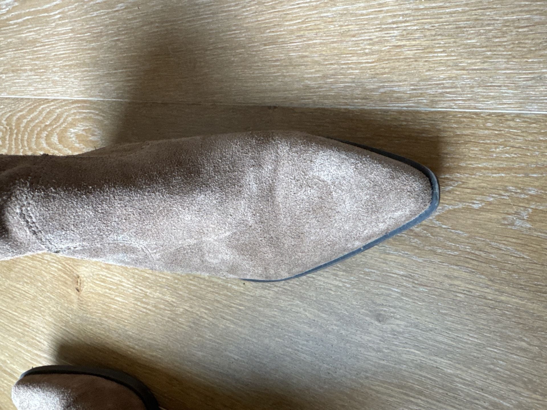 Crown Vintage Suede Pointed Toe Ankle Booties in Taupe 8