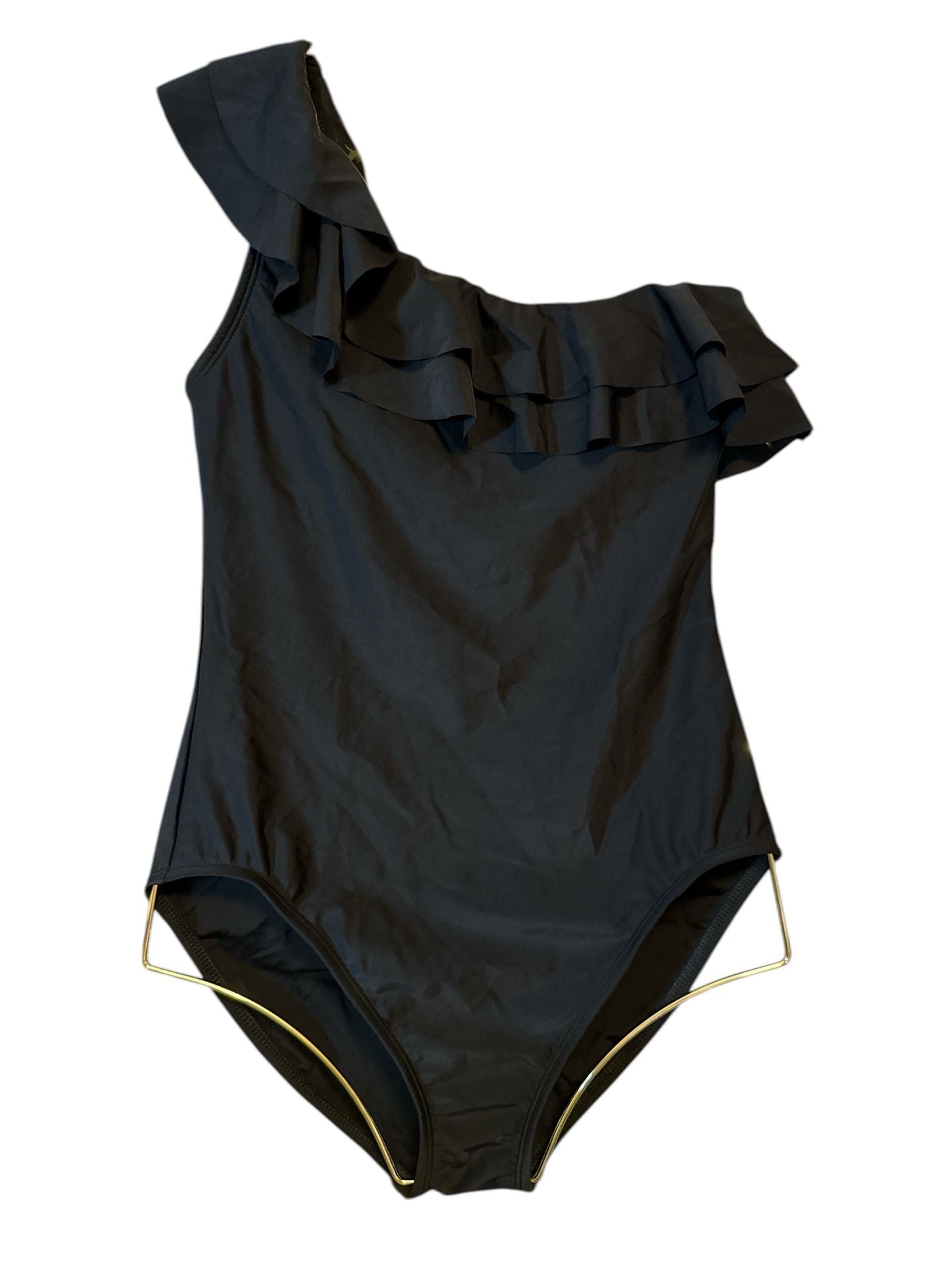 White House Black Market Black Ruffle One-Shoulder One-Piece Swimsuit 1