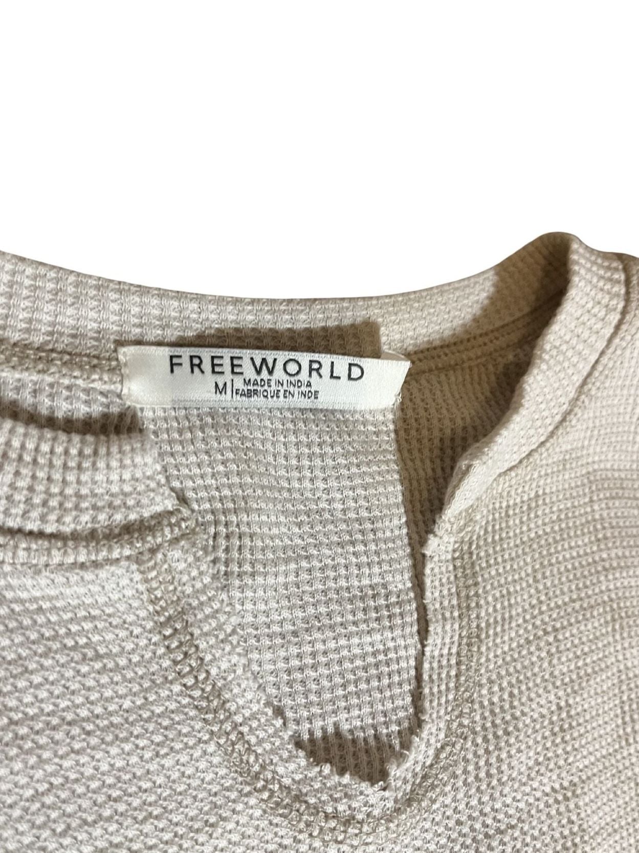 FREEWORLD Women's Long Sleeve Waffle Knit Crop Top, Notch Neck 2