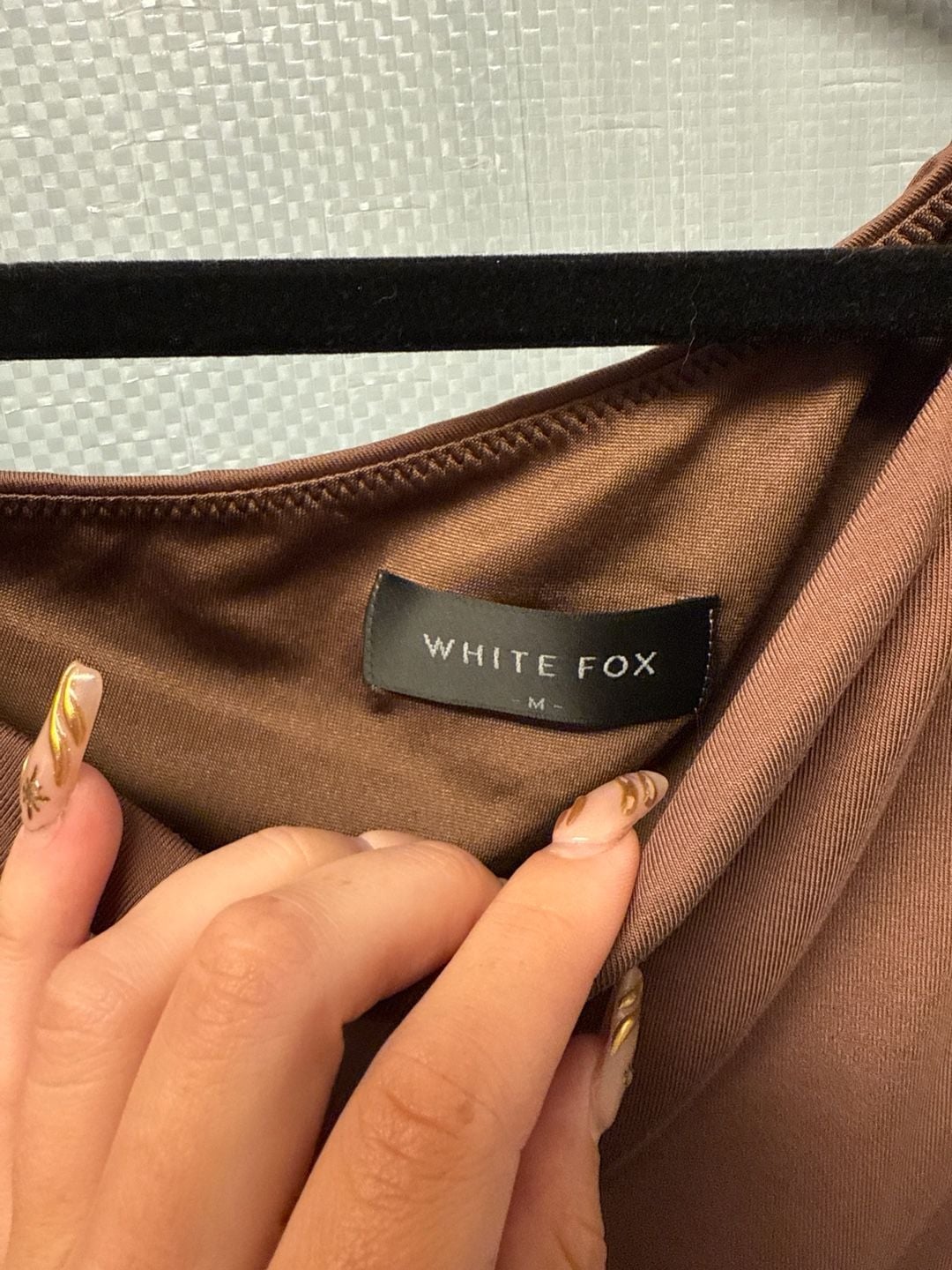 White Fox Perfect Timing Off The Shoulder Long Sleeve Crop Top in Chocolate 3