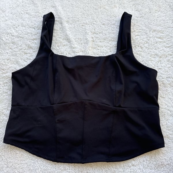 No Boundaries Women's Plus Size Square Neck Corset-Style Tank Top
