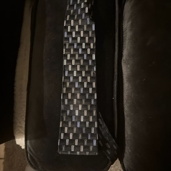 Michael Kors Men's Silk Tie Geometric Square Pattern Black Blue Silver