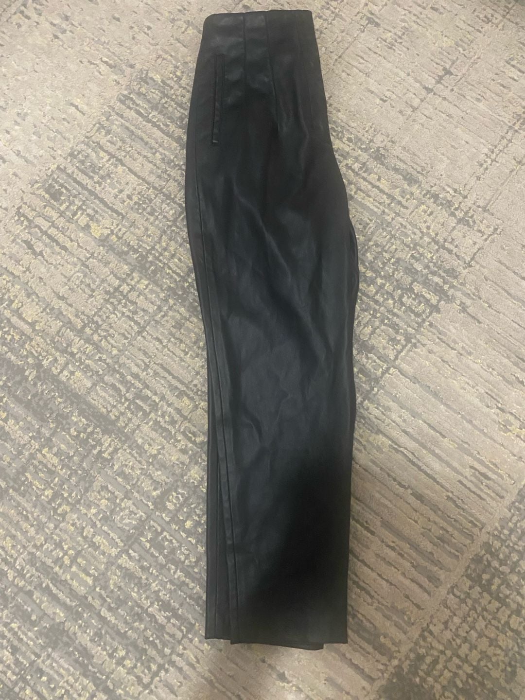 Zara Black High-Waisted Faux Leather Straight Leg Pants 1