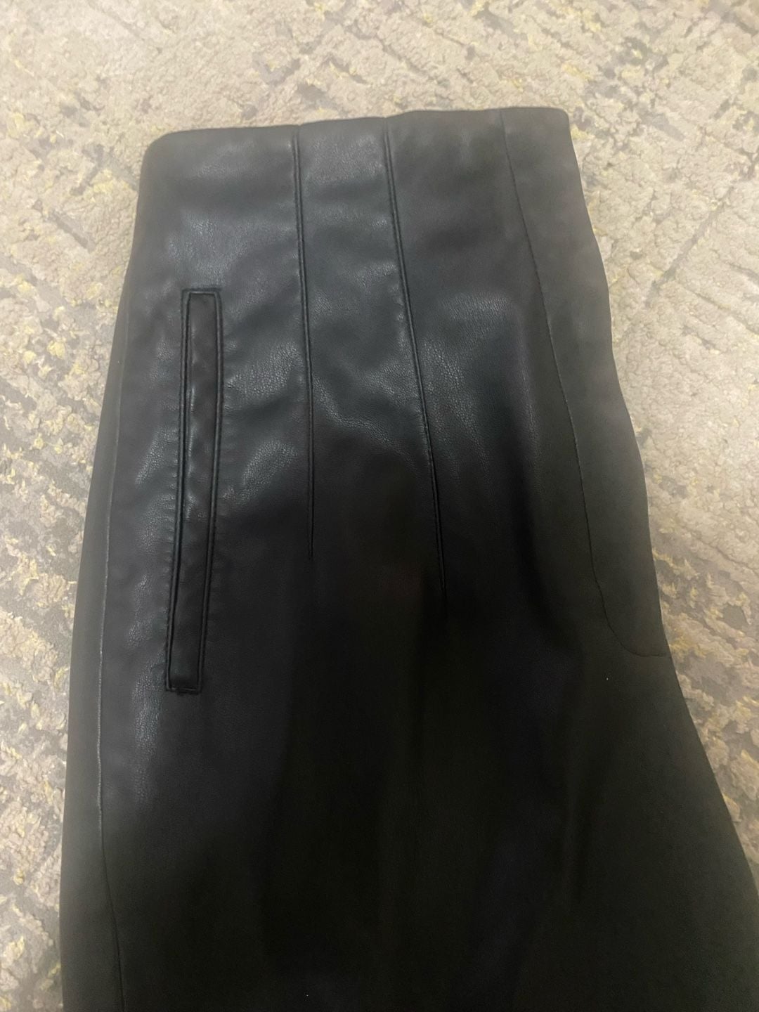 Zara Black High-Waisted Faux Leather Straight Leg Pants 2