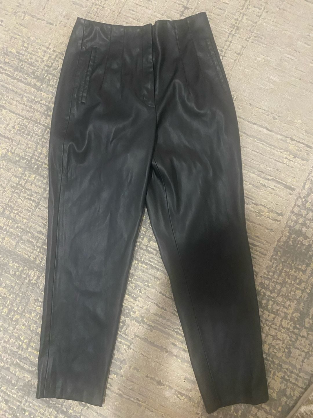 Zara Black High-Waisted Faux Leather Straight Leg Pants 3