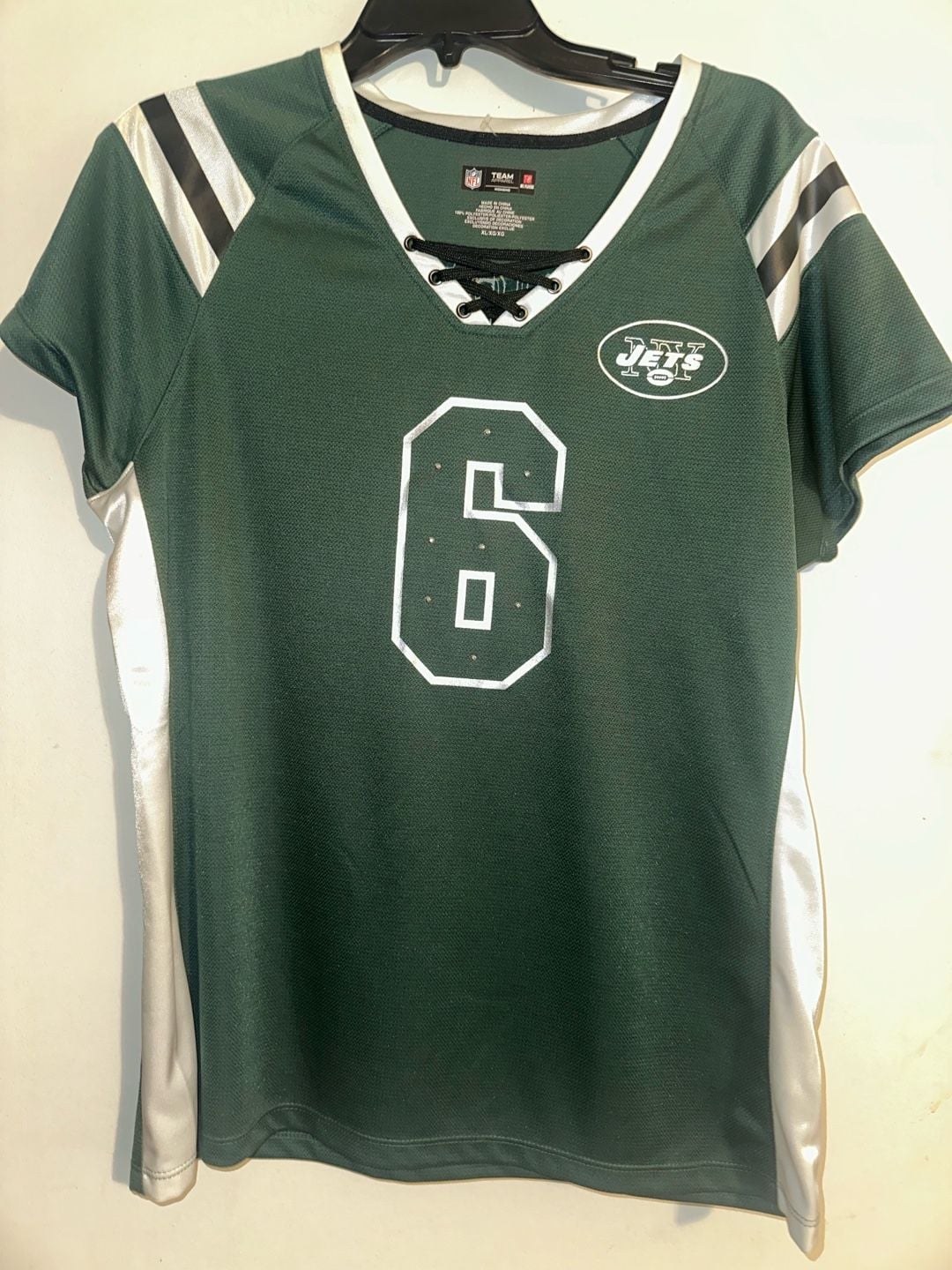 NFL New York Jets Mark Sanchez #6 Women's Bling Lace-Up Jersey size XL 2
