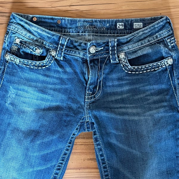 Miss Me Straight Leg Embellished Flap Pocket Jeans 