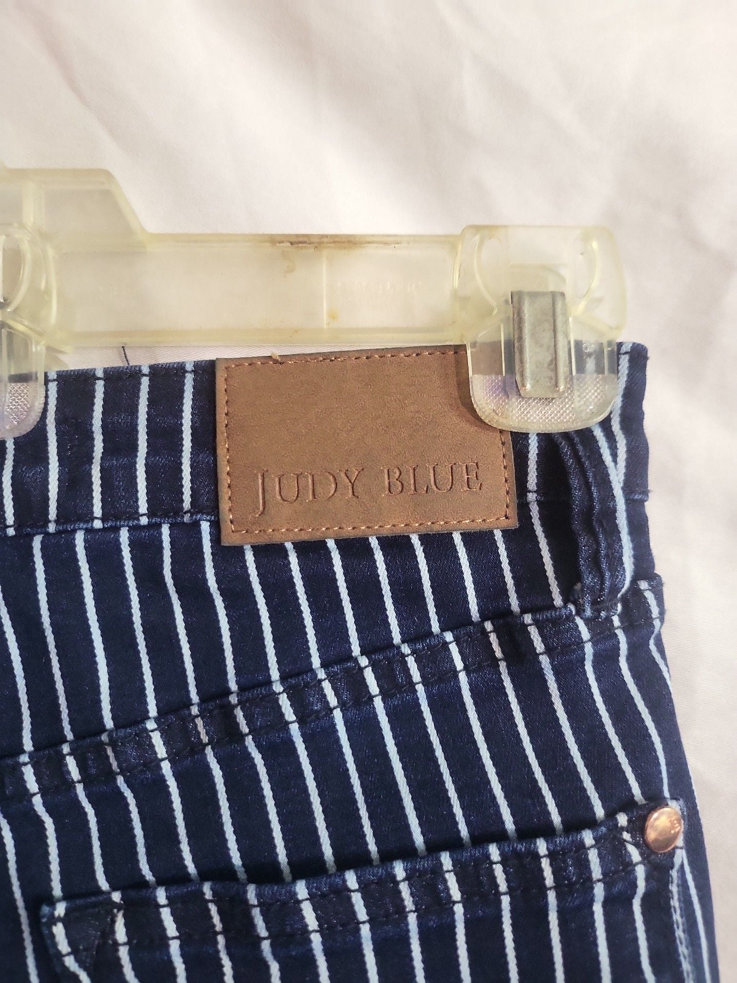 Judy Blue Tummy Control High Waist Straight Stripe Jeans 7