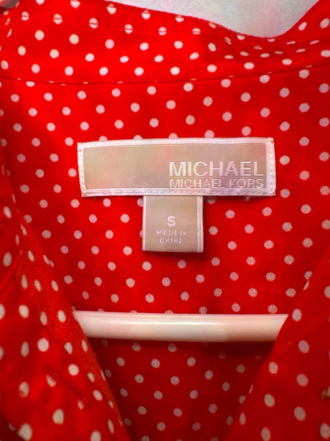 Michael Kors Red and White Polka Dot Long Sleeve Drawstring Romper 3