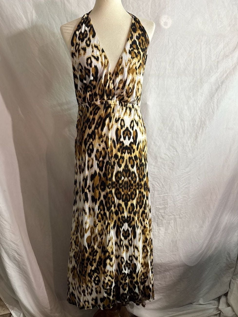 Seven7 Luxe Leopard Print Halter Neck Maxi Dress Size 18/20 2