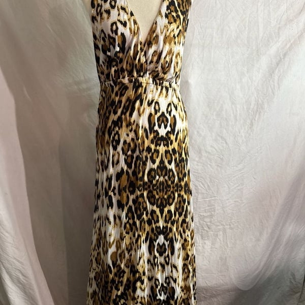Seven7 Luxe Leopard Print Halter Neck Maxi Dress Size 18/20