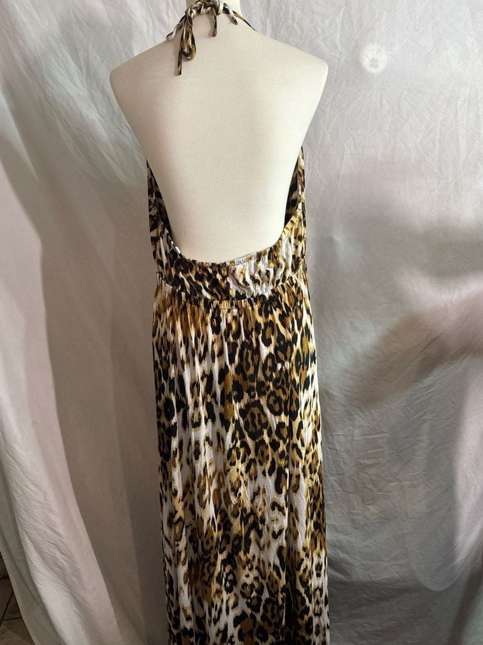 Seven7 Luxe Leopard Print Halter Neck Maxi Dress Size 18/20 4