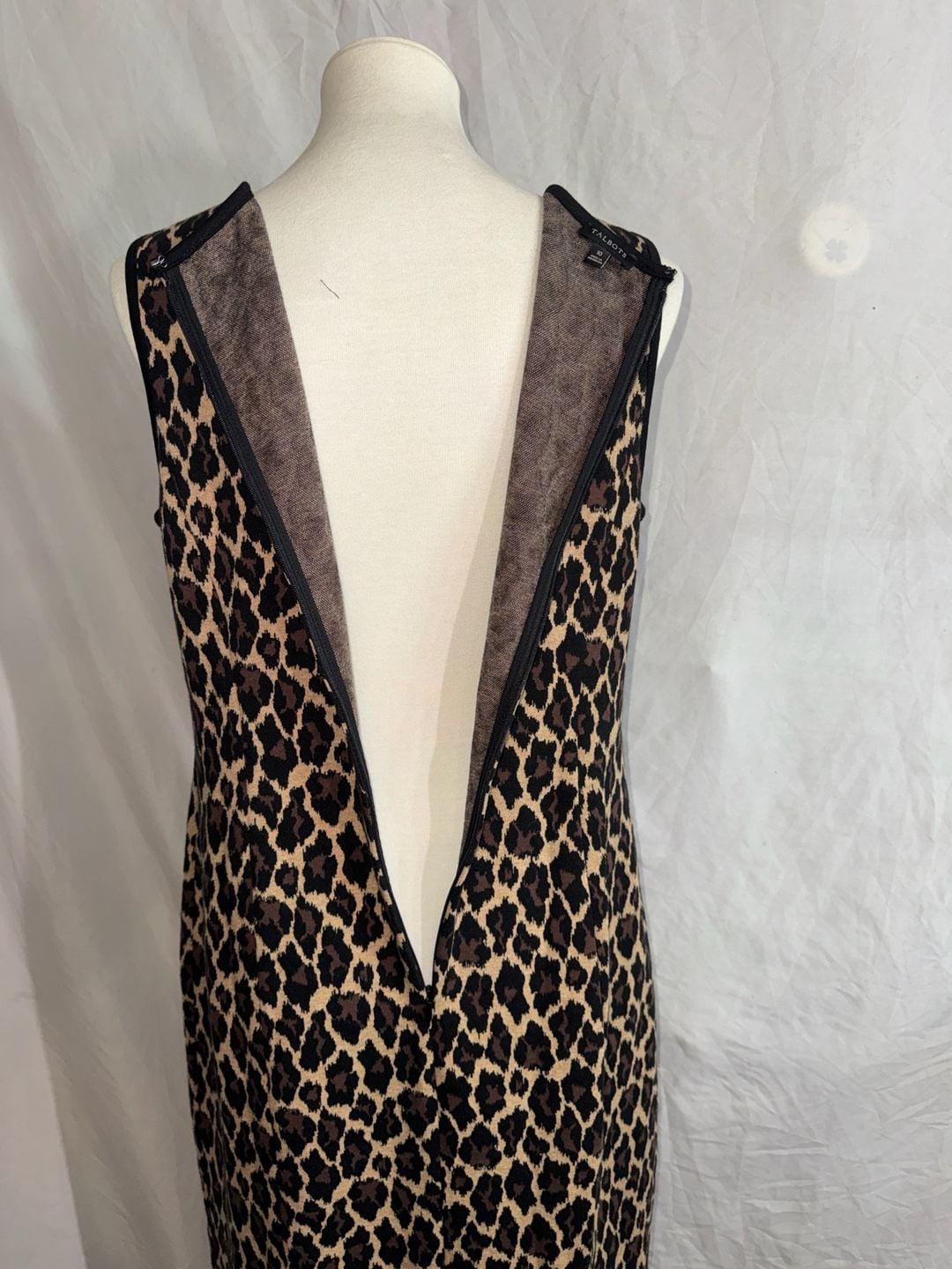 Talbots Sleeveless Leopard Print Jacquard Sheath Dress Size 10 7