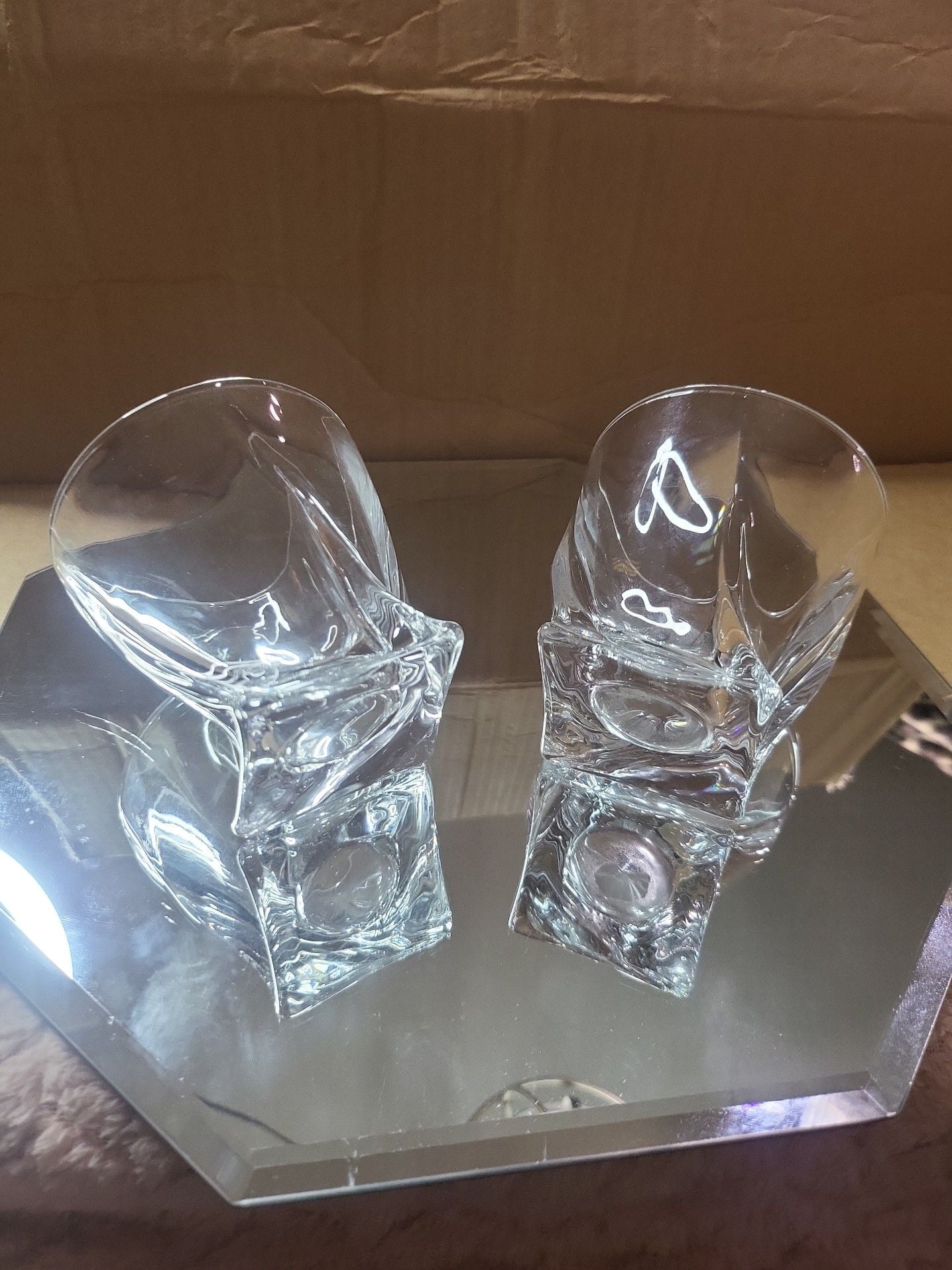 Pair of Mikasa Crystal Swirl Rocks Whiskey Glasses 2