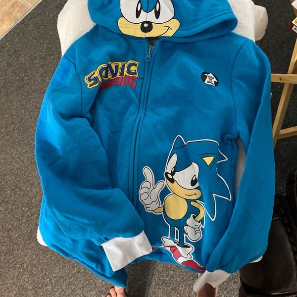 Sonic The Hedgehog Boys Costume Zip-Up Hoodie with 3D Ears